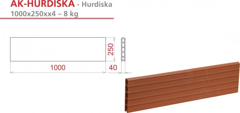 Cihlová hurdiska 1200X250X40