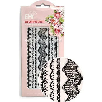 emi Charmicon 3D Silicone Stickers Lace Black - samolepka