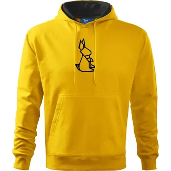 Pánská mikina Geometrie - zajíc - Mikina pánská Cape s kapucí - 4XL ( Žlutá )