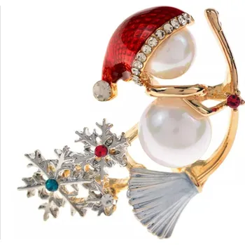 Brož vánoční sněhulák na koštěti (Různé dárky )