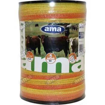 Pro koně 20mm vodivá páska, délka 200 m, žluto-oranžová