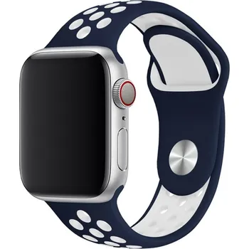 Řemínek na hodinky AW Sportovní řemínek na Apple Watch - Navy modrý-bílý Šířka uchycení řemínku: 38/40/41/42mm, Délka řemínku: Pánský - M/L (15 - 21cm), Barva: Navy modrá-bílý IR-AWSPRT19
