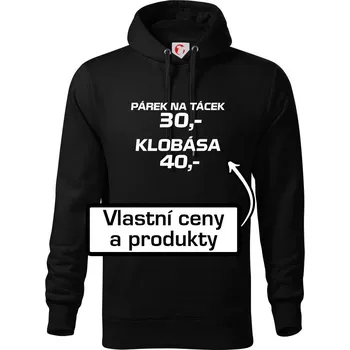 Pánská mikina Párek na tácek a klobása - Mikina pánská Cape s kapucí - 4XL ( Černá )
