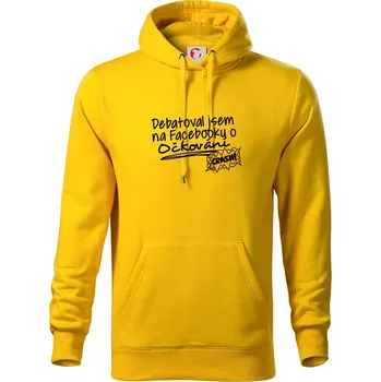 Pánská mikina Debatoval jsem na facebooku o očkování - Mikina pánská Cape s kapucí - 5XL ( Žlutá )