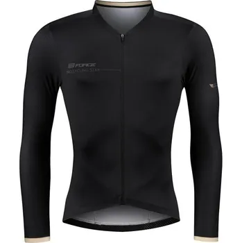 Cyklistické oblečení Force dres GOLD dlouhý rukáv (černá)
