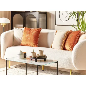 Dekorativní polštářek Sada 2 dekorativních polštářů oranžové zlaté sametové 45 x 45 cm motiv obličeje glamour dekorace doplňky Beliani