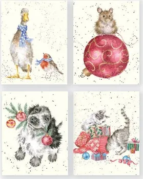 Wrendale Designs Sada dárkových kartiček s obálkou vánoční nálada 16 ks