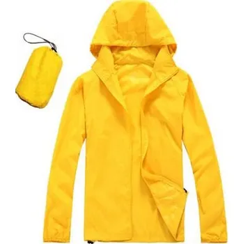 Pánská softshellová bunda Letní voděodolná bunda do tašky s kapucí Barva: Žlutá, Velikost: XS