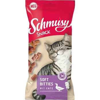Pamlsek pro kočku Schmusy Snack Soft Bitties s kachním masem 16 × 60 g