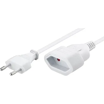 Prodlužovací kabel PremiumCord kabel síťový prodlužovací dvojvidlice 230V, 3m, bílá kpsm3w