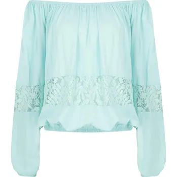 Dámské tričko GUESS JEANS Halenka VIOLA | Barva:tyrkysový | Velikost:XS