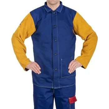 Dámské sako WELDAS Modré ohnivzdorné svářecí sako s bavlněným tělem a žlutými rukávy - vel. S