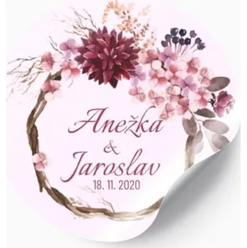Svatební dekorace Svatební nálepka malovaný věnec