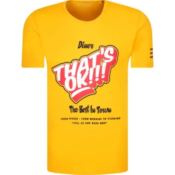 Pánské tričko GUESS JEANS Tričko CALL US | Barva:žlutý | Velikost:S