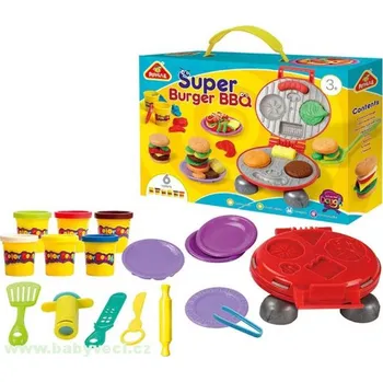 Modelovací hmota Hamburgerová dílna kreativní set modelína 6 kelímků s nástroji > varianta hamburger výrobník