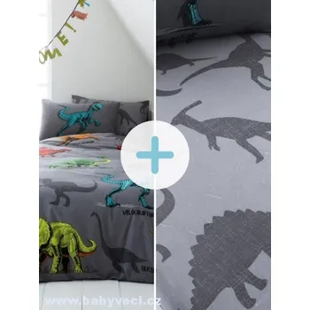 Povlečení Sada dětského povlečení a prostěradla dinosauři barevný > varianta dinosauři