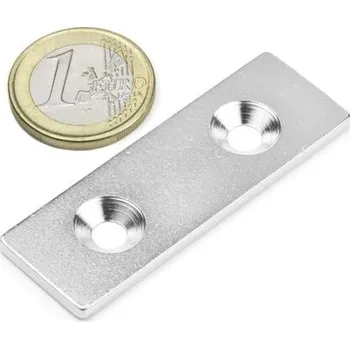Dekorativní magnet Ocelový plech 60 × 20 × 3 mm, protikus pro&nbsp;magnet, otvory na&nbsp;šroub M5 | OP-60-20-03