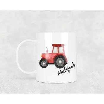 Domovi Plastový hrnek s vlastním jménem Traktor červený 330ml Barva ucha a zevnitř: Bílá
