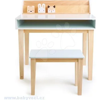 Dětský stůl Dřevěný stůl se stoličkou Tender Leaf Toys 3 odkládací nádobky se zvířátk