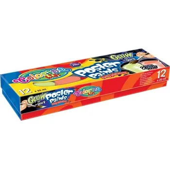 Vodová barva Colorino temperové barvy Glow 12 barev > varianta 12 barev svítící