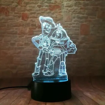 Lampička 3D LED Lampička Buzz a Woody Toy Story