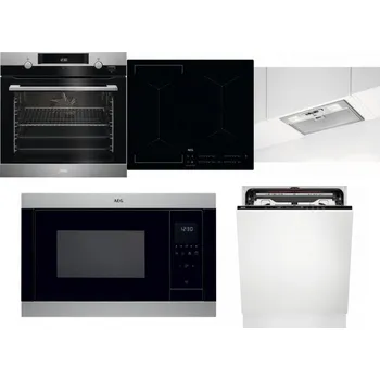 Set domácích spotřebičů AEG Mastery SteamBake BCK455350M + AEG Mastery Bridge IKE64441IB + AEG DGB3523S + AEG Mastery MSB2547D-M + AEG FSE74707P