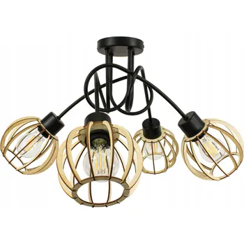 BERGE Závěsná lampa LOFT - 4x E27 - malá dřevěná koule LK0004-4XK018