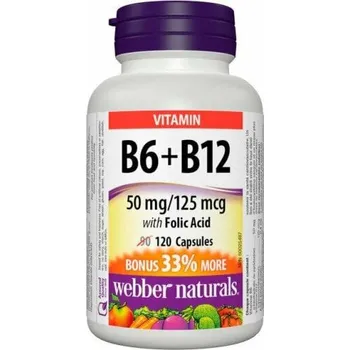 Webber Naturals Vitamin B6 + B12 with Folic Acid 120 cps.