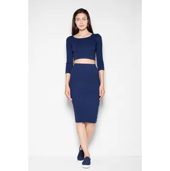 Sportovní set crop top a sukně po kolena VT032 VENATION Barva: Tmavě Modrá, Velikost: L/XL