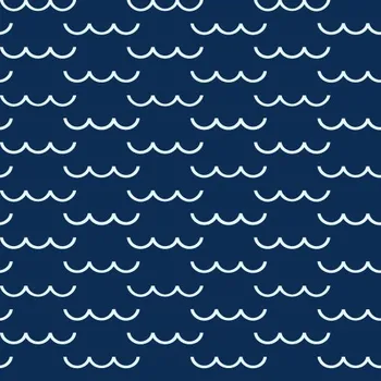 Šusťákovina KENT, potisk navy vlnky, námořnický motiv, látka metráž