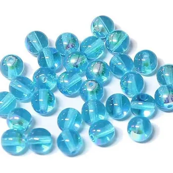 Korálek Korálky skleněné kulaté - modrá tyrkysová > Ø12mm (250 gramů)