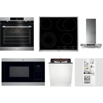 Set domácích spotřebičů AEG Mastery SteamBake BCK455350M + AEG Mastery DirectTouch HK654070XB + AEG Mastery DBB5660HM + AEG Mastery MSB2547D-M + AEG Mastery MaxiFlex FSB53927Z + AEG Mastery NoFrost SCB618F6TS