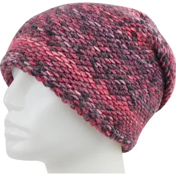 Čepice Dámská pletená zimní čepice WROBI, melír fialové barvy 7100388-6