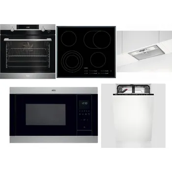 Set domácích spotřebičů AEG Mastery SteamBake BCK455350M + AEG Mastery DirectTouch HK654070FB + AEG DGB3523S + AEG Mastery MSB2547D-M + AEG Mastery GlassCare FSE73407P