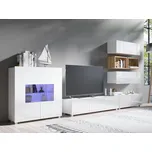 GAB Obývací stěna LORONA 28, Bílá/Zlatý dub 350 cm