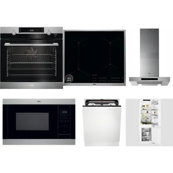 Set domácích spotřebičů AEG Mastery SteamBake BCK455350M + AEG Mastery SenseBoil IAE64413XB + AEG Mastery DBB5660HM + AEG Mastery MSB2547D-M + AEG FSE74707P + AEG Mastery FlexiShelf SCE818D3LC