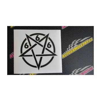samolepka Pentagram 666 (21 - světle oranžová) SAMOLEPKA NA AUTO, NÁLEPKA, FÓLIE, POLEP, TUNING, VLASTNÍ TEXT, TISK, AUTOSAMOLEPKY.cz, POLEPY, OBRÁZEK, LOGO, 3D STICKERS