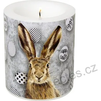 Svíčka IHR OH MY RABBIT velká dekorativní svíčka hnědý zajíc a vajíčka