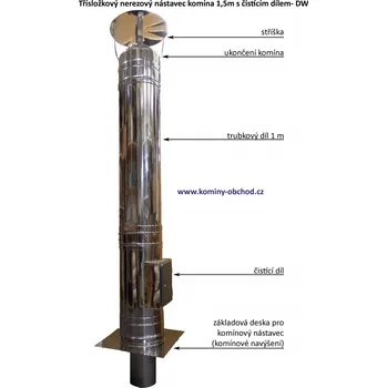 Komín nerezový komínový nástavec s čistícím dílem - DN 160mm (nerez. nástavec komína s dvířky DN 160 mm)