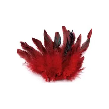 Slepičí peří 6 - 20 cm - tmavě červená