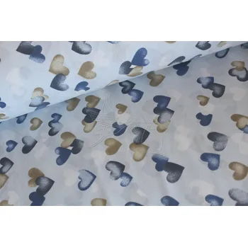 Srdíčka modrá na světle modré - bavlněné plátno, šíře 240cm