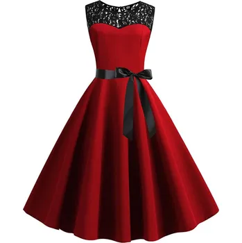 Dámské šaty Áčkové šaty s krajkou a stužkou v pase Velikost: XL, Barva (Varianta): B003