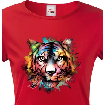 Dámské tričko Dámské tričko Duhový tygr, Barva Červená, Velikost 2XL, Canvas Dámské tričko s krátkým rukávem Bezvatriko.cz 1689