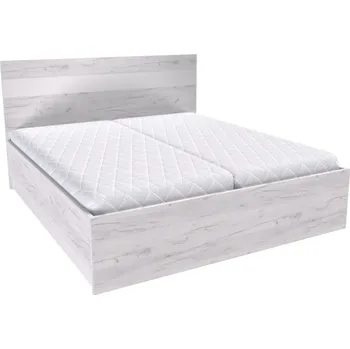 Postel Dvoulůžko MIA s lamelovými rošty Varianta: Šířka 160 cm, Dekor: Dub bělený, LED pásek v čele: bez LED pásku