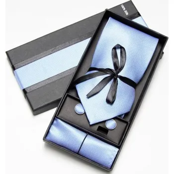 Kravata Dárková sada kravata, kapesníček a manžetové knoflíky Blue
