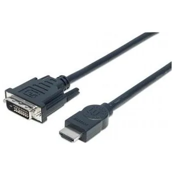 Video kabel MANHATTAN kabel HDMI Male to DVI-D 24+1 Male, Dual Link, Black, 3m