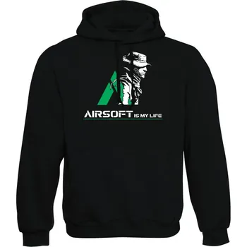 Pánská mikina Mikina s kapucí AIRSOFT is my life - černá