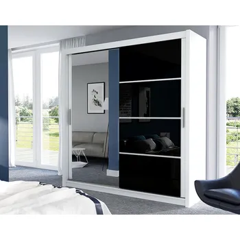 Komoda Šatní skříň PHOENIX 150 bílá/černá