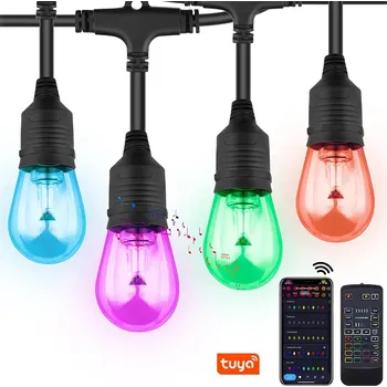 Venkovní osvětlení BOT Venkovní chytrý LED řetěz na párty OSL2 15 metrů Tuya RGBCW WiFi a BT