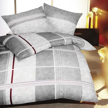 Povlečení Kaeppel | Makosaténové povlečení Karo šedé, 140x200, 70x90